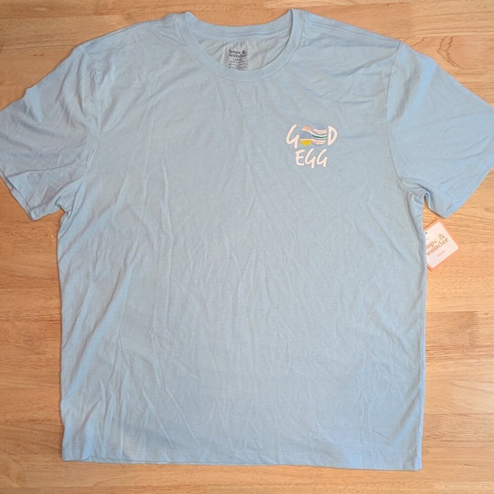 Hope & Wonder - Unisex Adult "Good Egg" T-Shirt - Light Blue - Size Large